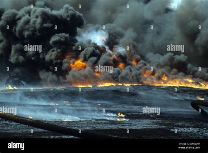 Oil wells on fire